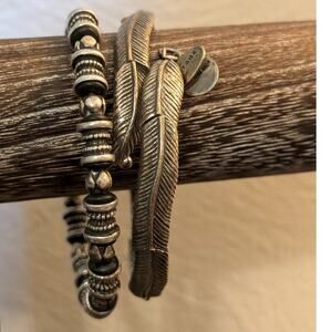 Two Alex and Ani Silver Tone Flex Wire Bracelets